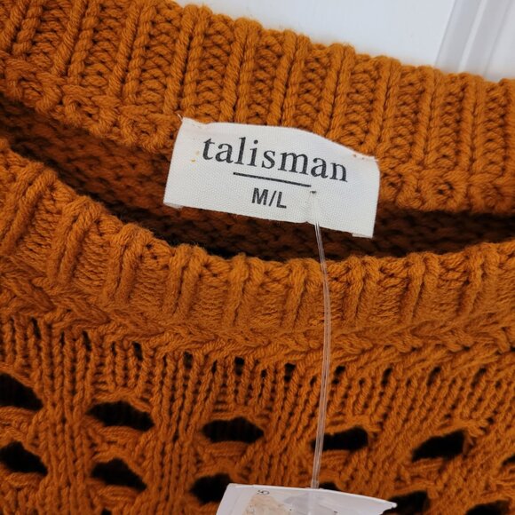 NWT Talisman Cropped Open Weave Scalloped Ribbed Hem Ryder Sweater size M/L - Picture 2 of 2